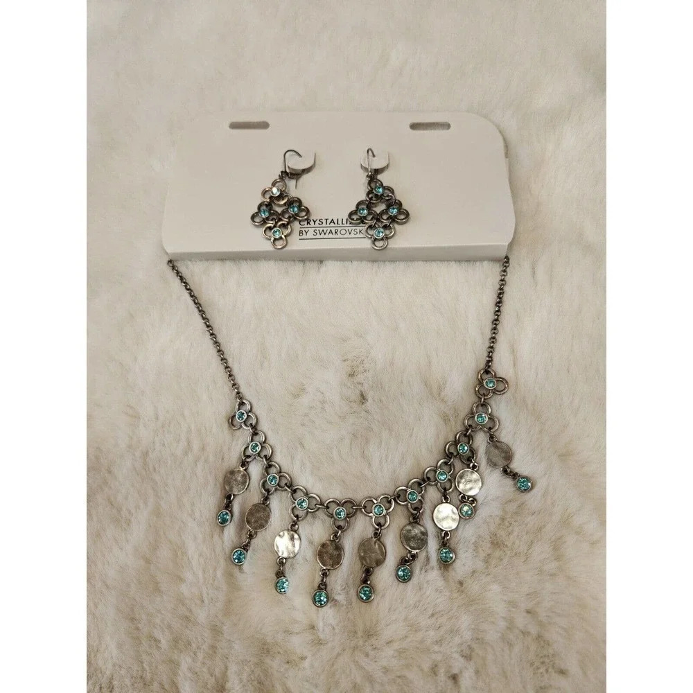NWT Swarovski Crystallized 5480100 Necklace W/Earrings Set $129 - Picture 4 of 14